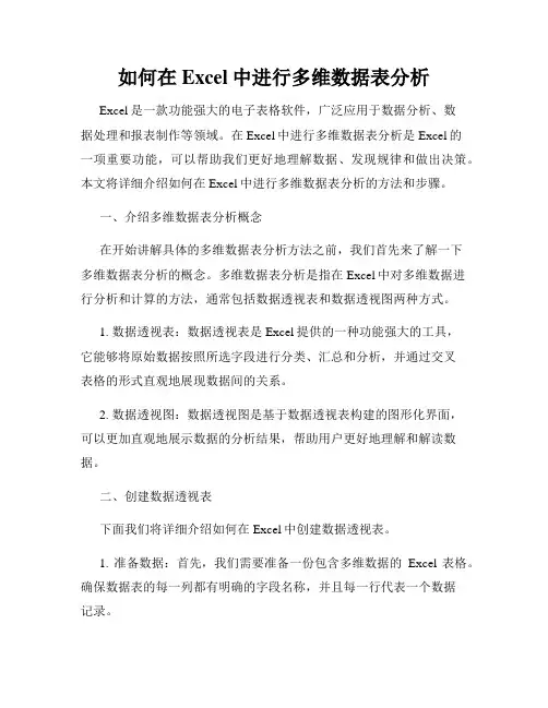 如何在Excel中进行多维数据表分析