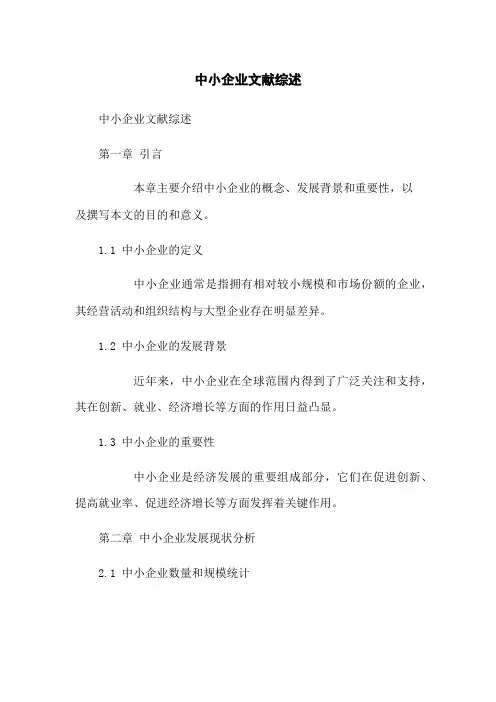 中小企业文献综述
