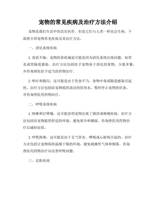 宠物的常见疾病及治疗方法介绍