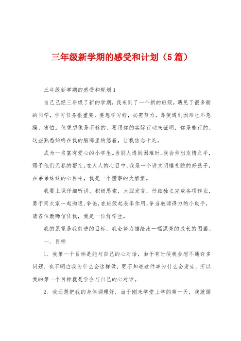 三年级新学期的感受和计划(5篇)