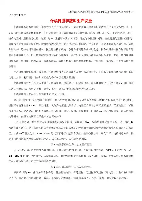 【生产】合成树脂和塑生产安全