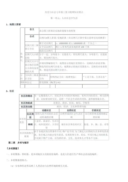 历史与社会七年级上复习提纲知识要点