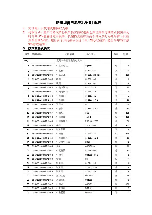 防爆型蓄电池电机车8T配件