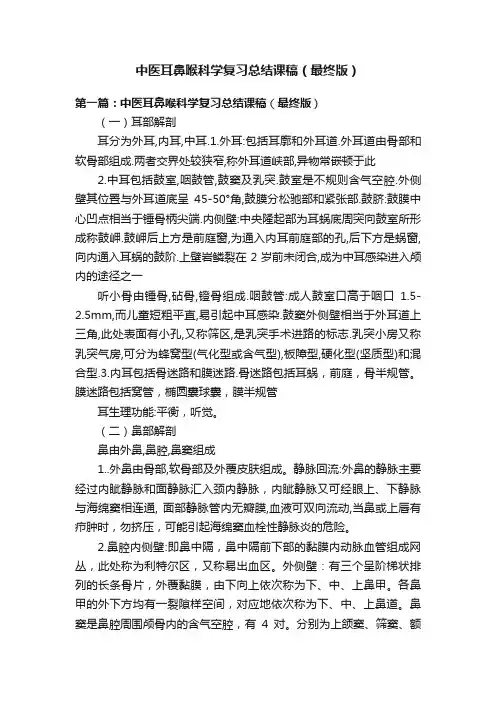 中医耳鼻喉科学复习总结课稿（最终版）