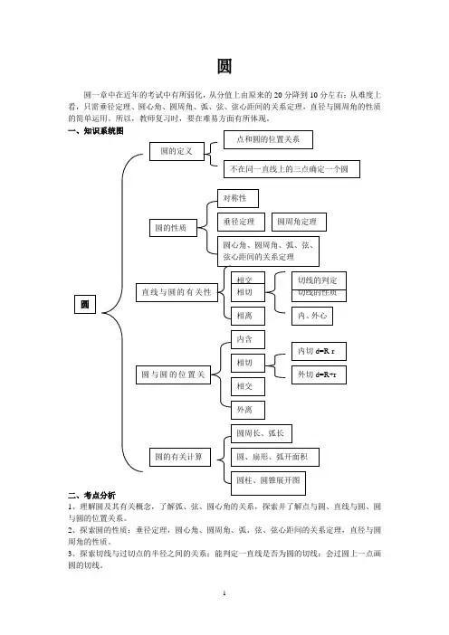 圆北师大版九年级下册知识点及题库