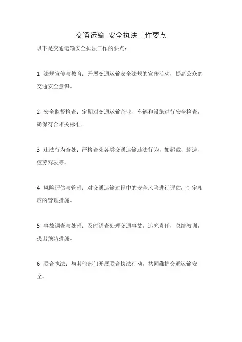 交通运输 安全执法工作要点