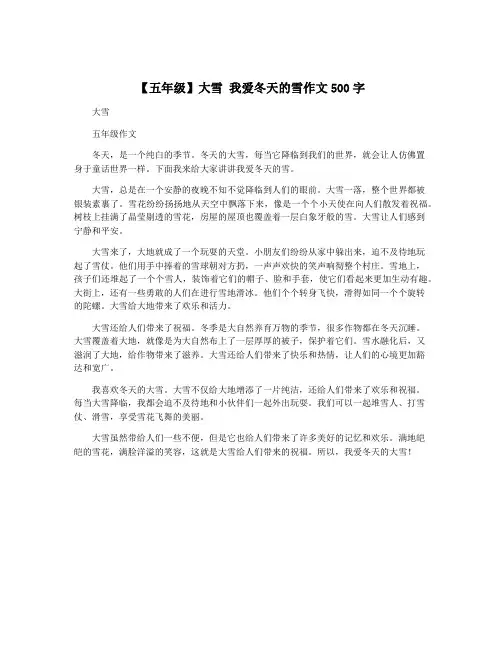 【五年级】大雪 我爱冬天的雪作文500字
