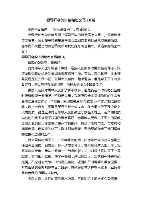 领导开会的讲话稿怎么写10篇