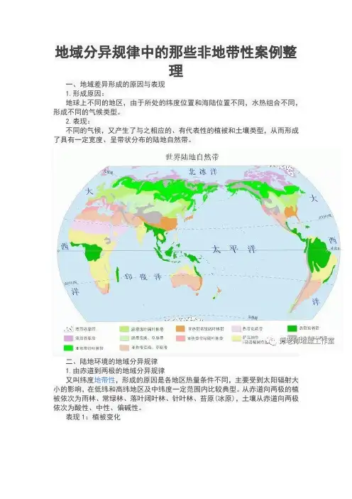 非地带性分异规律例子