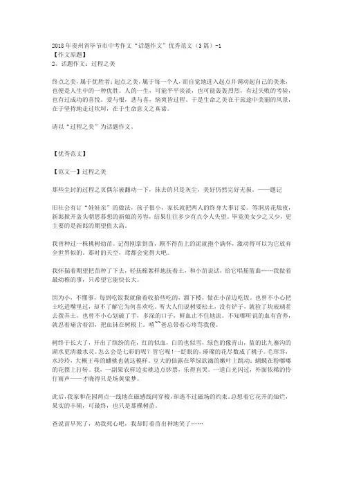 2018年贵州省毕节市中考作文“话题作文”优秀范文(3篇)-1