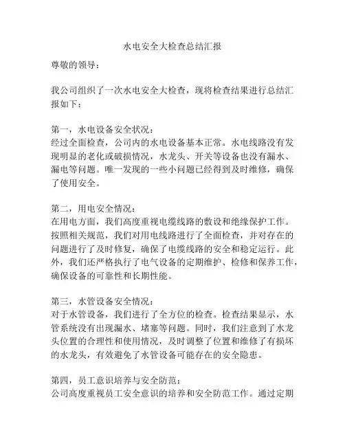 水电安全大检查总结汇报