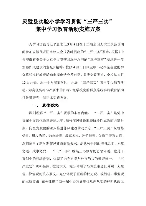 三严三实工作方案
