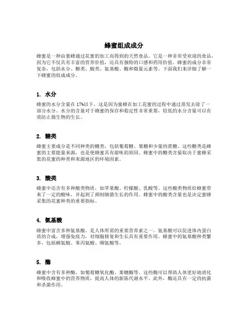 蜂蜜组成成分