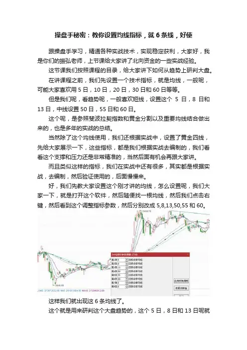 操盘手秘密：教你设置均线指标，就6条线，好使
