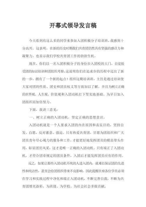 入团积极分子领导发言搞