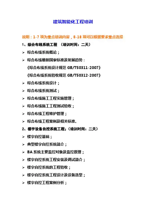 建筑智能化工程培训介绍