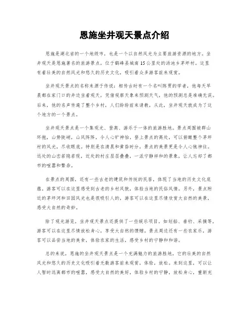 恩施坐井观天景点介绍