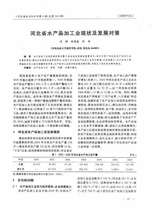 河北省水产品加工业现状及发展对策
