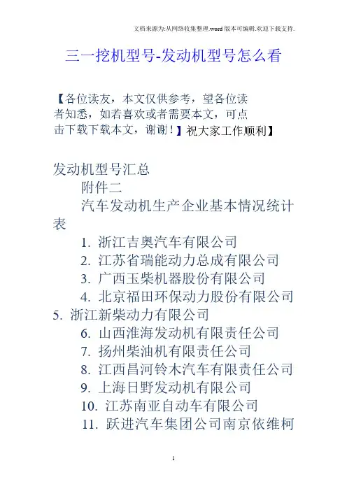 三一挖机型号发动机型号怎么看