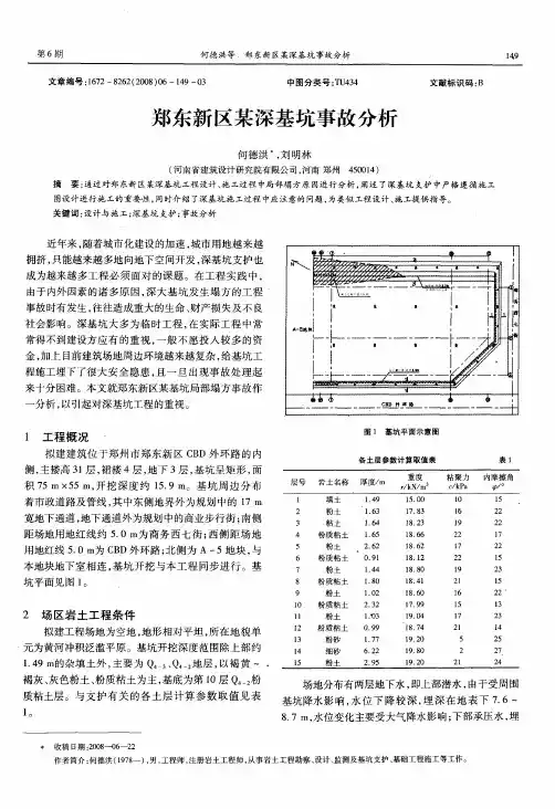 郑东新区某深基坑事故分析