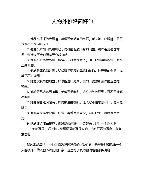 人物外貌好词好句