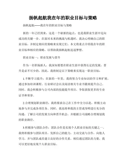 扬帆起航我在年的职业目标与策略