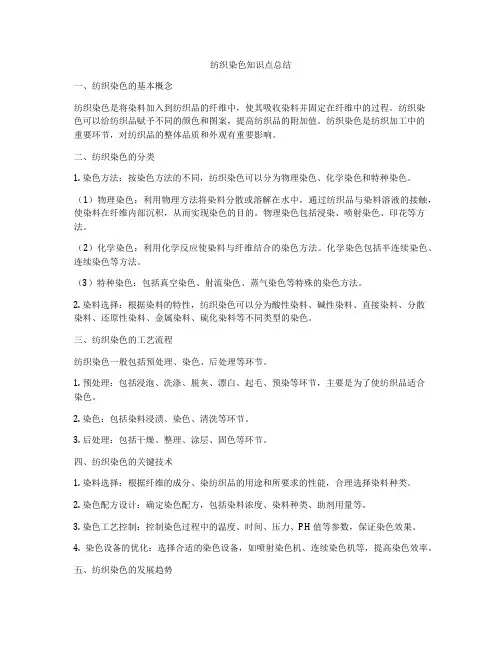 纺织染色知识点总结