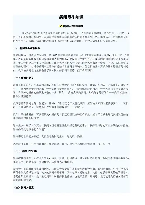 新闻写作知识笔记整理