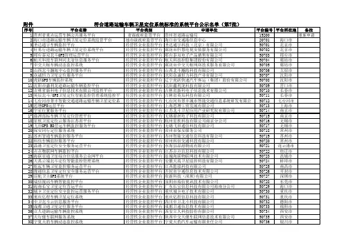 第7批符合道路运输车辆卫星定位系统标准的系统平台公示