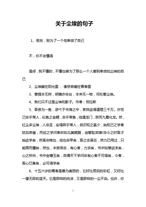 关于尘埃的句子