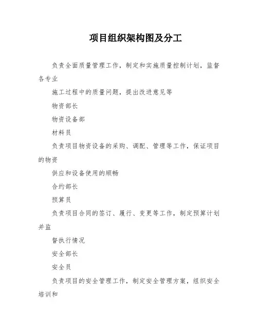 项目组织架构图及分工