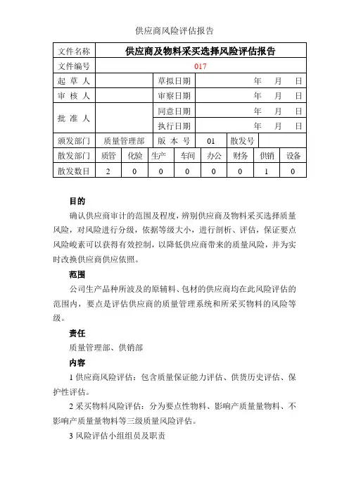 供应商风险评估报告