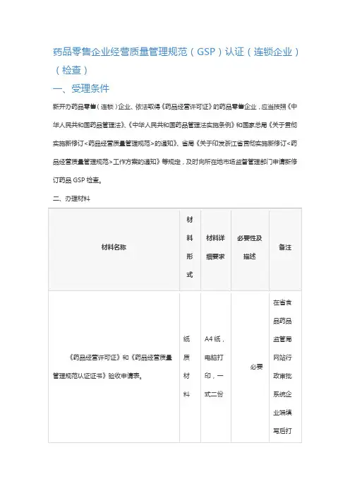 药品零售企业经营质量管理规范(GSP)认证(连锁企业)(检查)