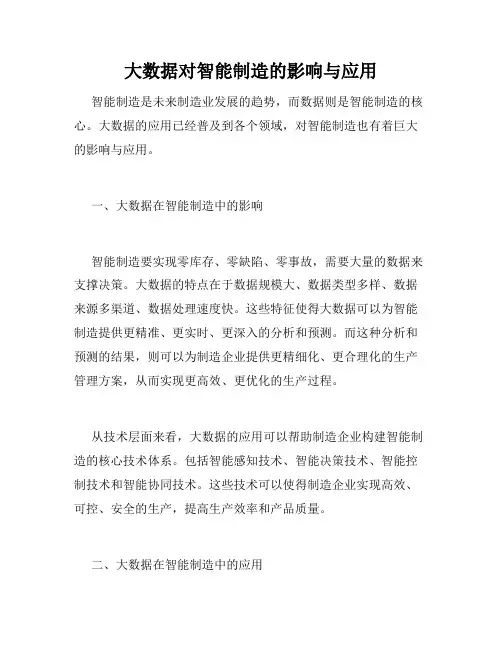 大数据对智能制造的影响与应用