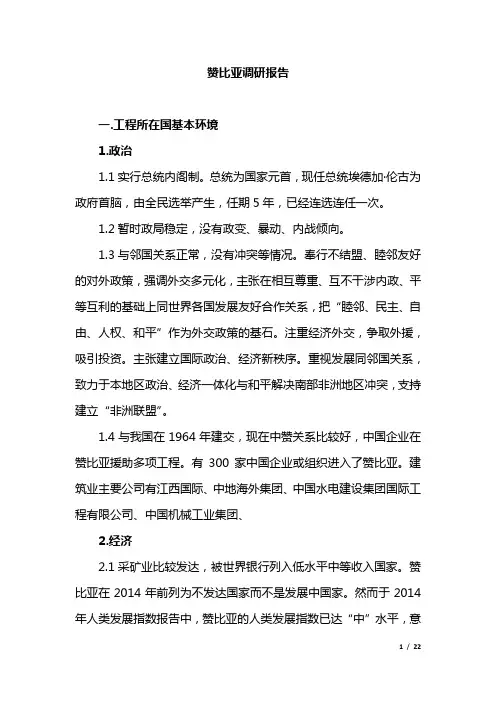 赞比亚项目考察汇报