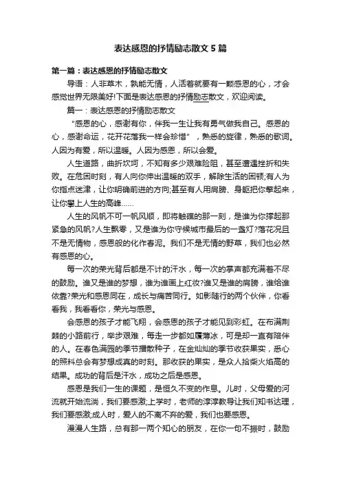表达感恩的抒情励志散文5篇