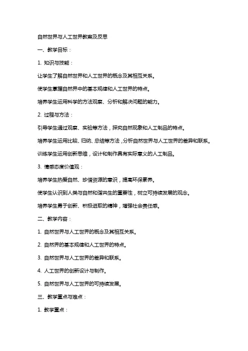 10 自然世界与人工世界教案及反思