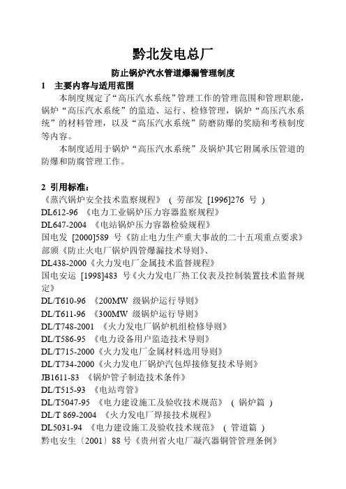 锅炉汽水管道检查制度(安生规2007--020)-经典通用