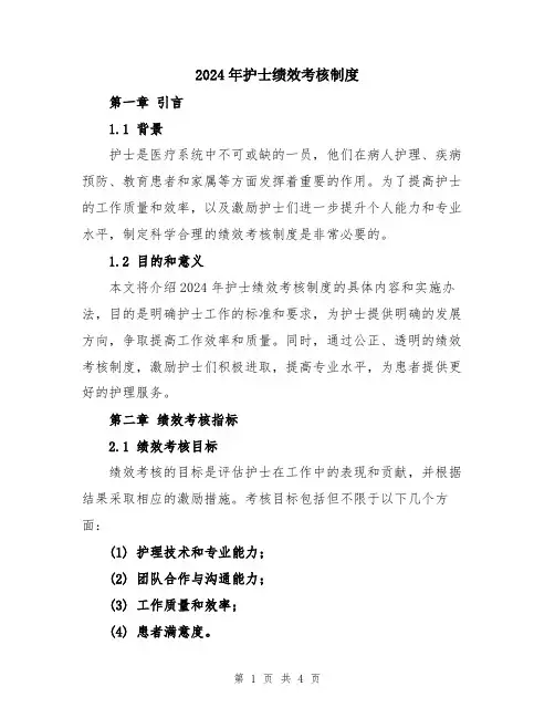 2024年护士绩效考核制度