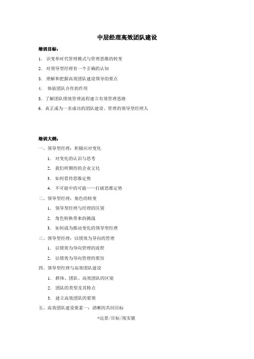 中层经理高效团队建设