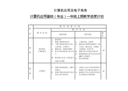 计算机基础专业  教学进度表