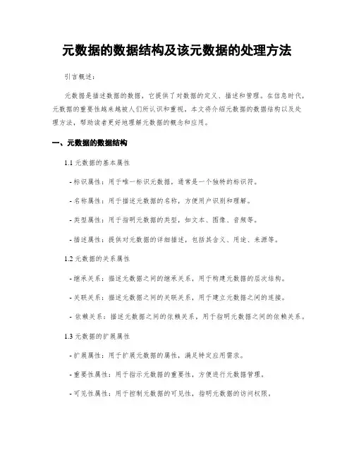 元数据的数据结构及该元数据的处理方法