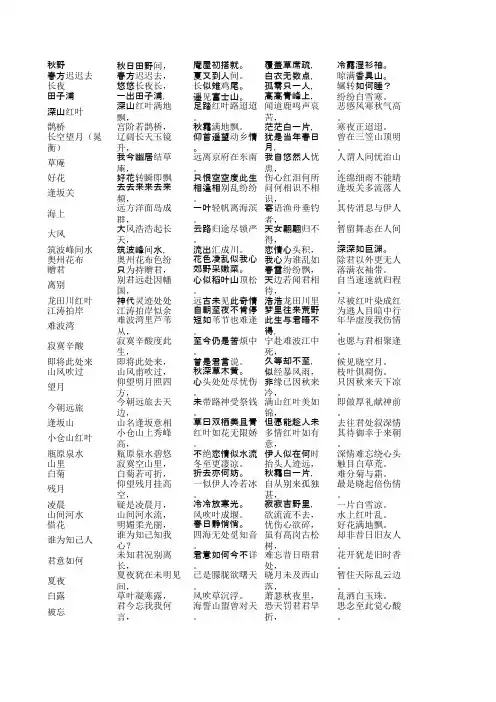 百人一首一览