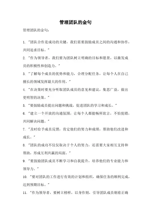 管理团队的金句
