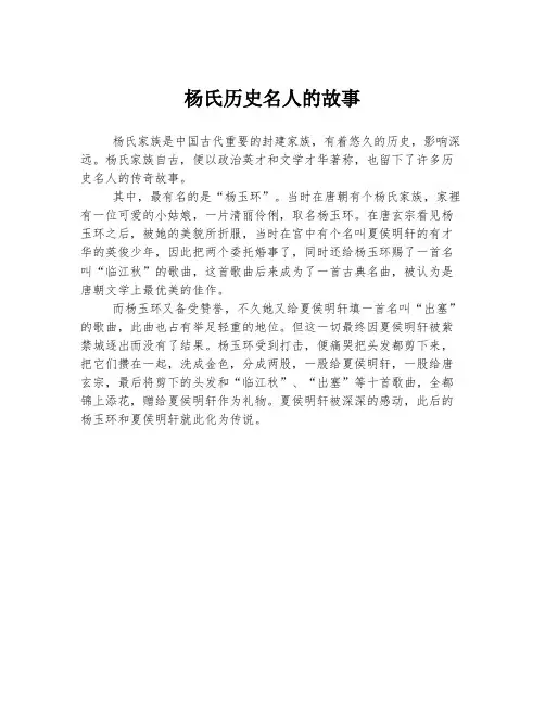 杨氏历史名人的故事