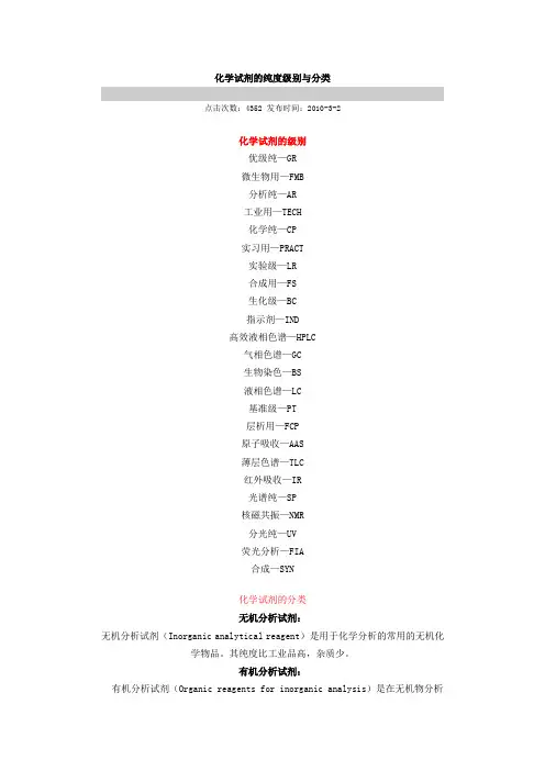 试剂级别