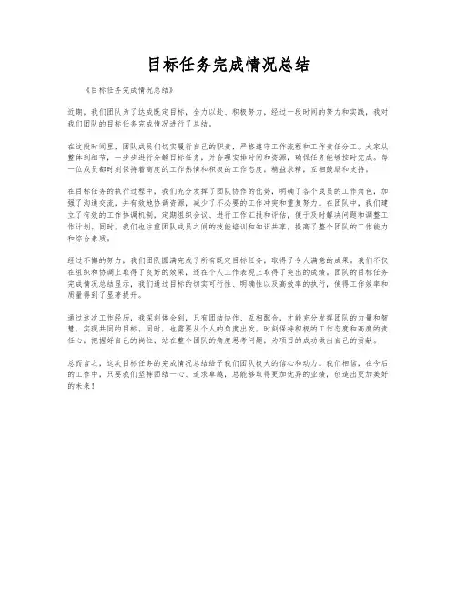 目标任务完成情况总结