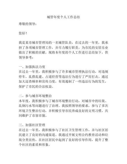 城管年度个人工作总结