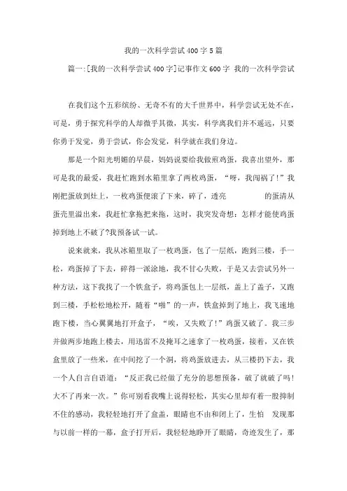 我的一次科学尝试400字5篇