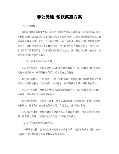 非公党建 帮扶实施方案